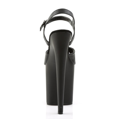 Pleaser FLAMINGO-809 8" Heel Ankle Strap Platform Sandal, Blk Faux Leather/ Blk matte, 7 (Used)