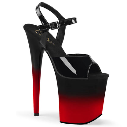 FLAMINGO-809BR-H 8" Heel, 4" PF Two Tone Ankle Strap Sandal