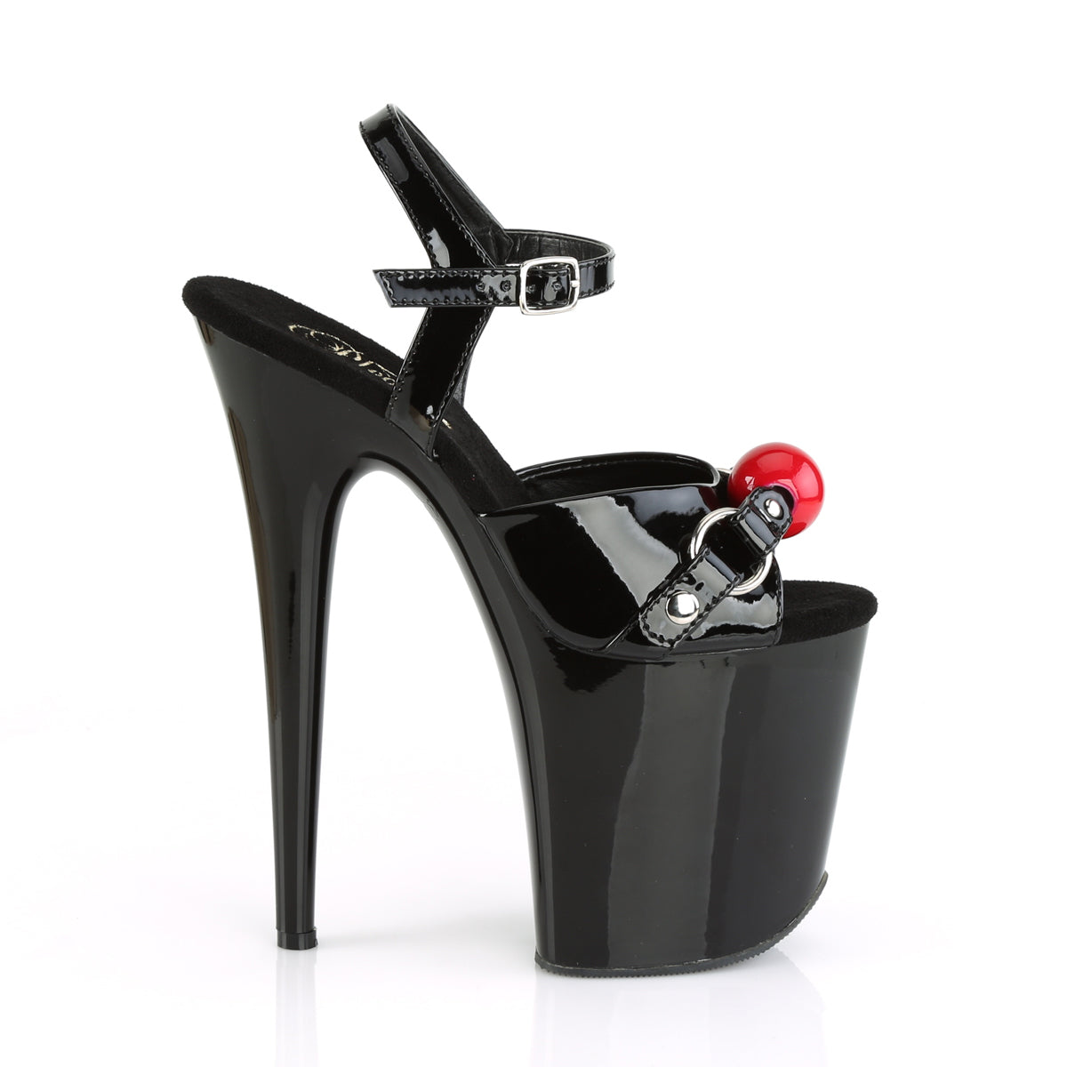 FLAMINGO-809GB 8" Heel, 4" PF Ankle Strap Sandal w/ Gag Ball