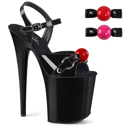 FLAMINGO-809GB 8" Heel, 4" PF Ankle Strap Sandal w/ Gag Ball