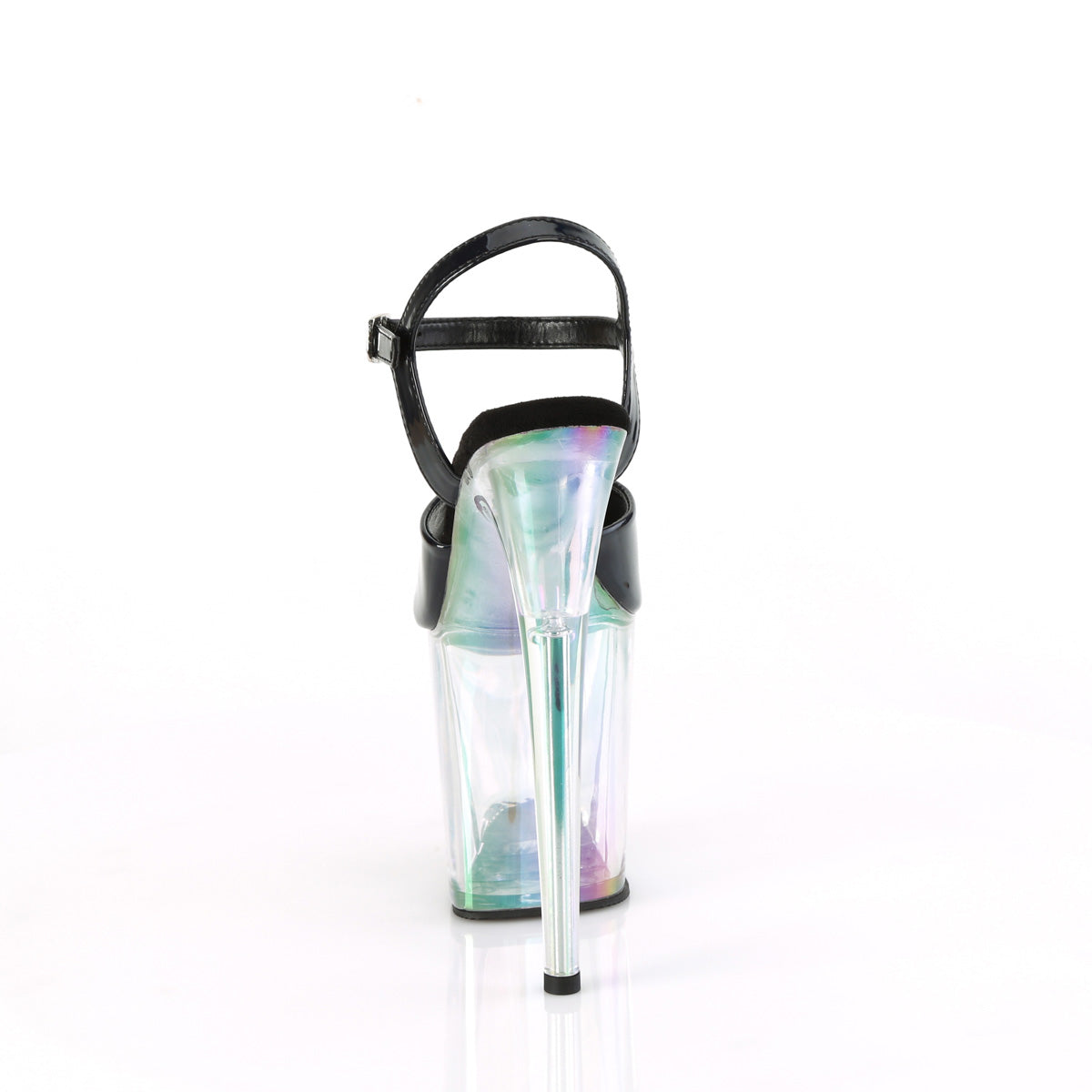 FLAMINGO-809HT *8" Heel, 4" Holo Tinted PF Ankle Strap Sandal