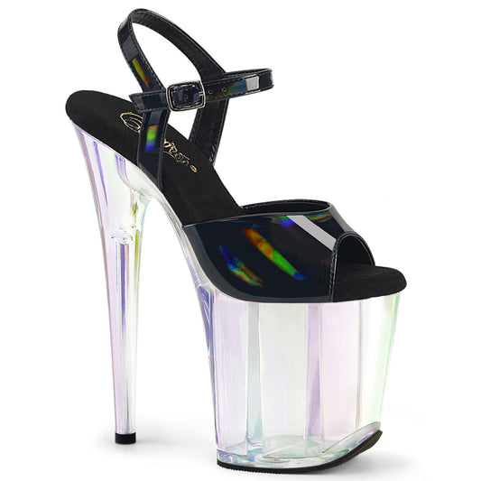FLAMINGO-809HT *8" Heel, 4" Holo Tinted PF Ankle Strap Sandal