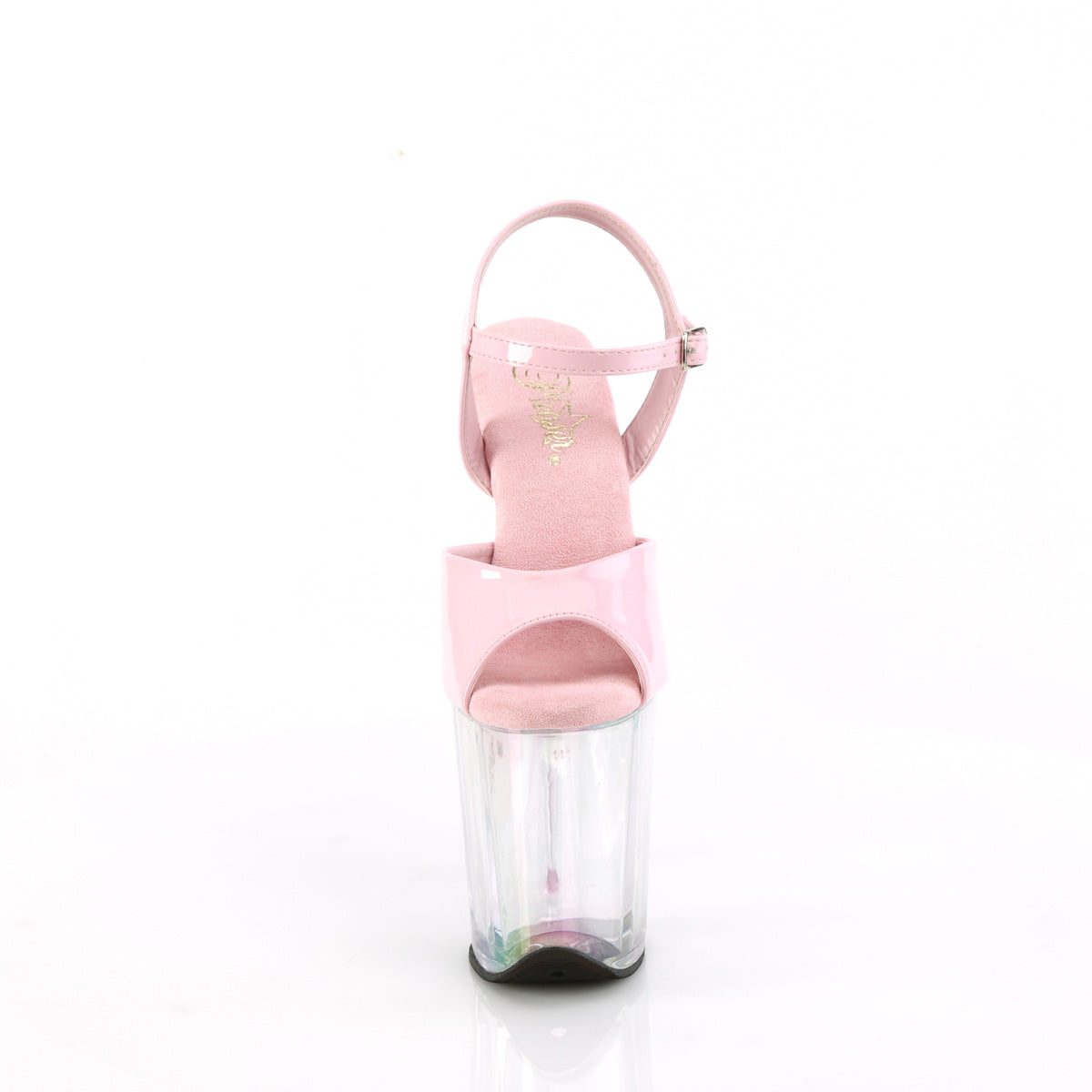 FLAMINGO-809HT *8" Heel, 4" Holo Tinted PF Ankle Strap Sandal