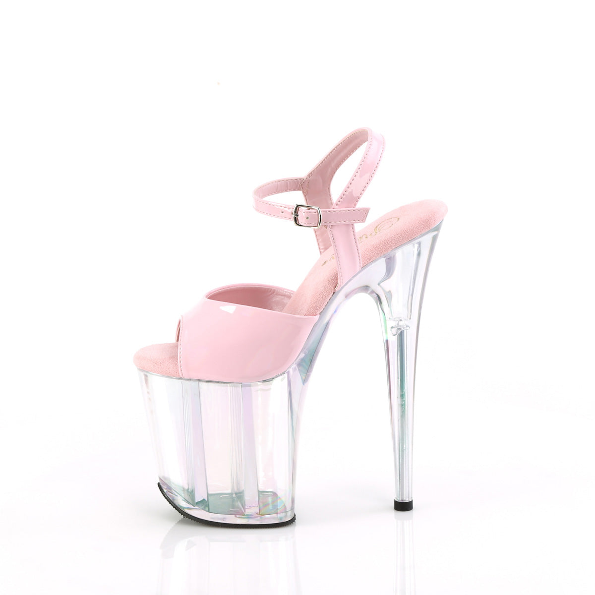 FLAMINGO-809HT *8" Heel, 4" Holo Tinted PF Ankle Strap Sandal