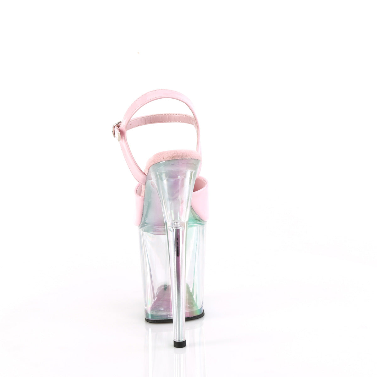 FLAMINGO-809HT *8" Heel, 4" Holo Tinted PF Ankle Strap Sandal