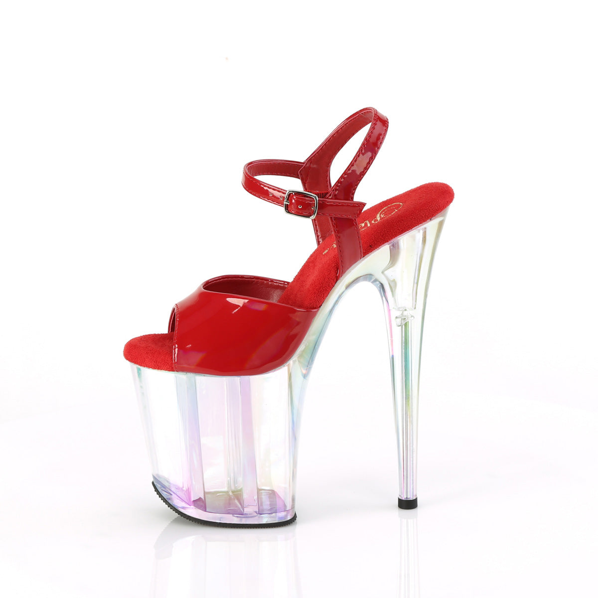 FLAMINGO-809HT *8" Heel, 4" Holo Tinted PF Ankle Strap Sandal