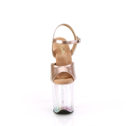 FLAMINGO-809HT *8" Heel, 4" Holo Tinted PF Ankle Strap Sandal