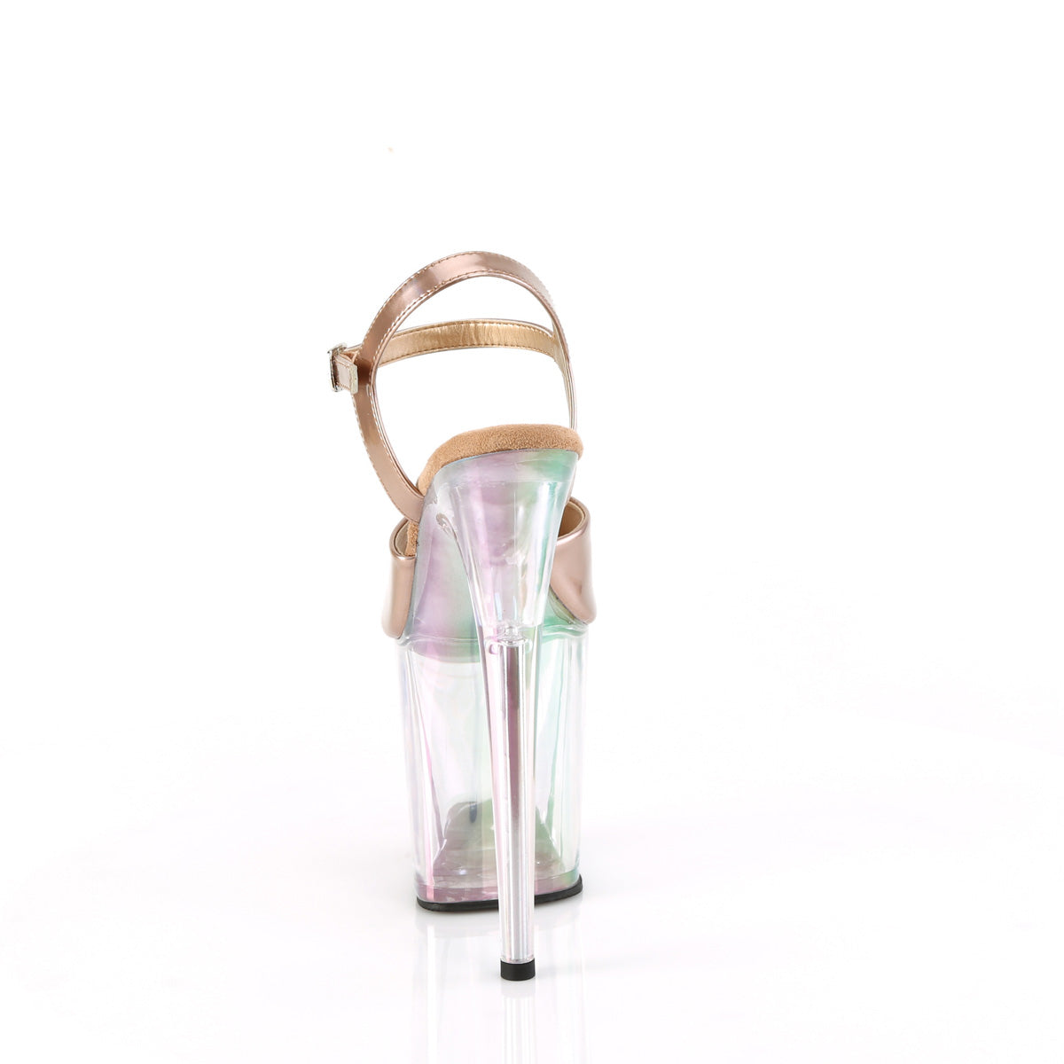 FLAMINGO-809HT *8" Heel, 4" Holo Tinted PF Ankle Strap Sandal
