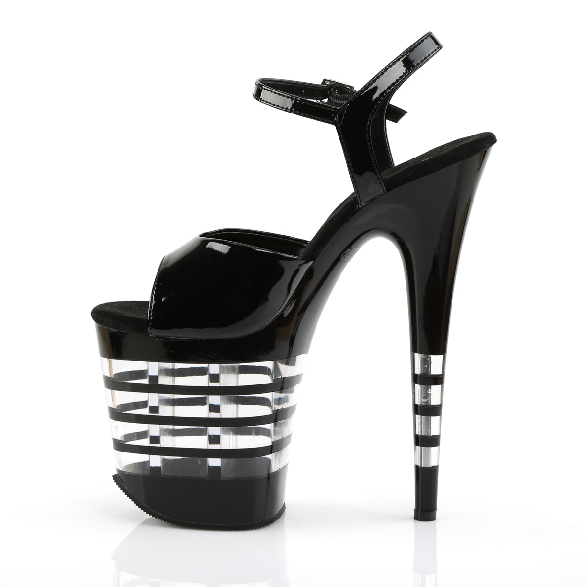 FLAMINGO-809LN 8" Heel, 4" Lined PF Ankle Strap Sandal