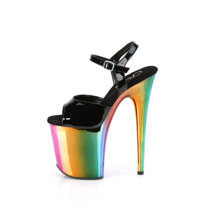 FLAMINGO-809RC *8" Heel, 4" Chrome Plated PF Ankle Strap Sandal