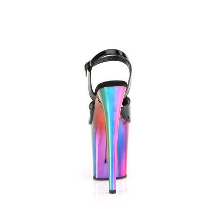 FLAMINGO-809RC *8" Heel, 4" Chrome Plated PF Ankle Strap Sandal