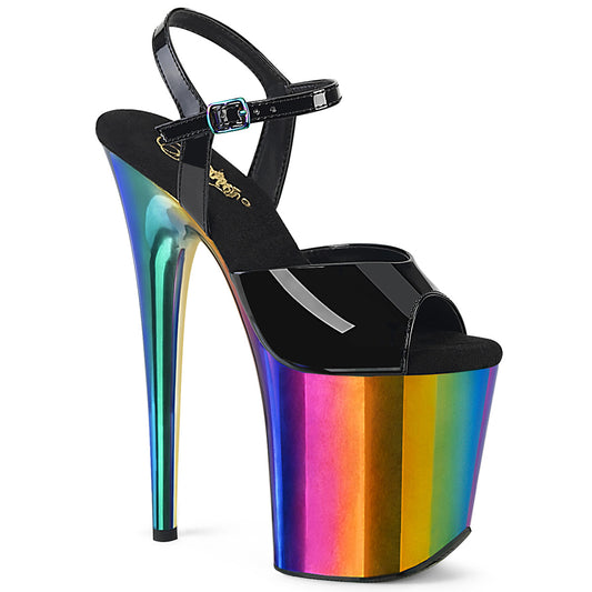 FLAMINGO-809RC *8" Heel, 4" Chrome Plated PF Ankle Strap Sandal