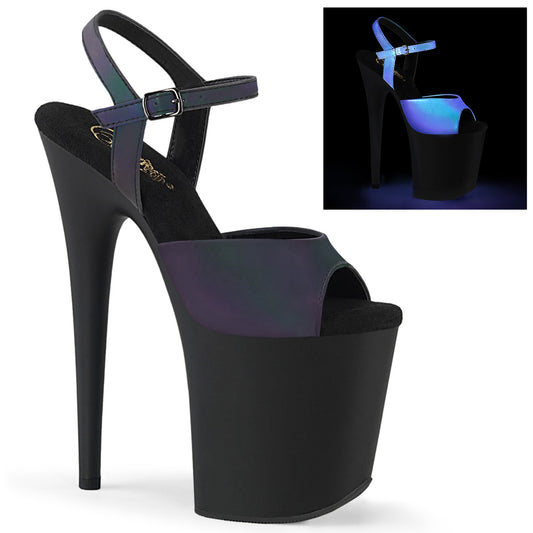 FLAMINGO-809REFL *8" Heel, 4" PF UV Upper Ankle Strap Sandal