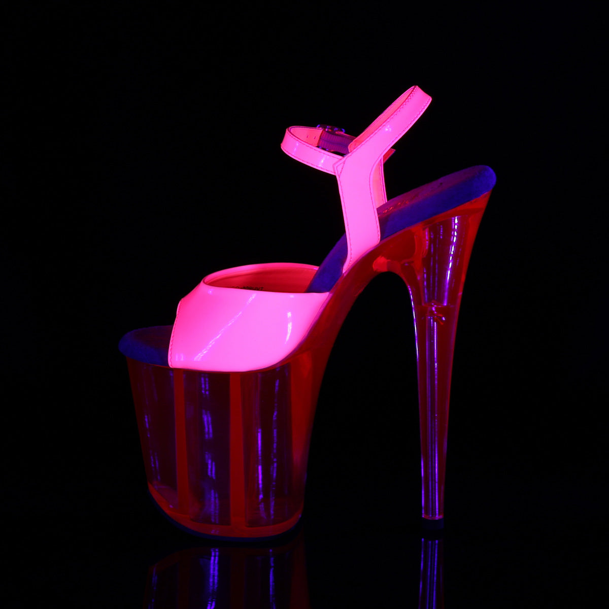 FLAMINGO-809UVT 8" Heel, 4" PF UV Reactive Ankle Strap Sandal