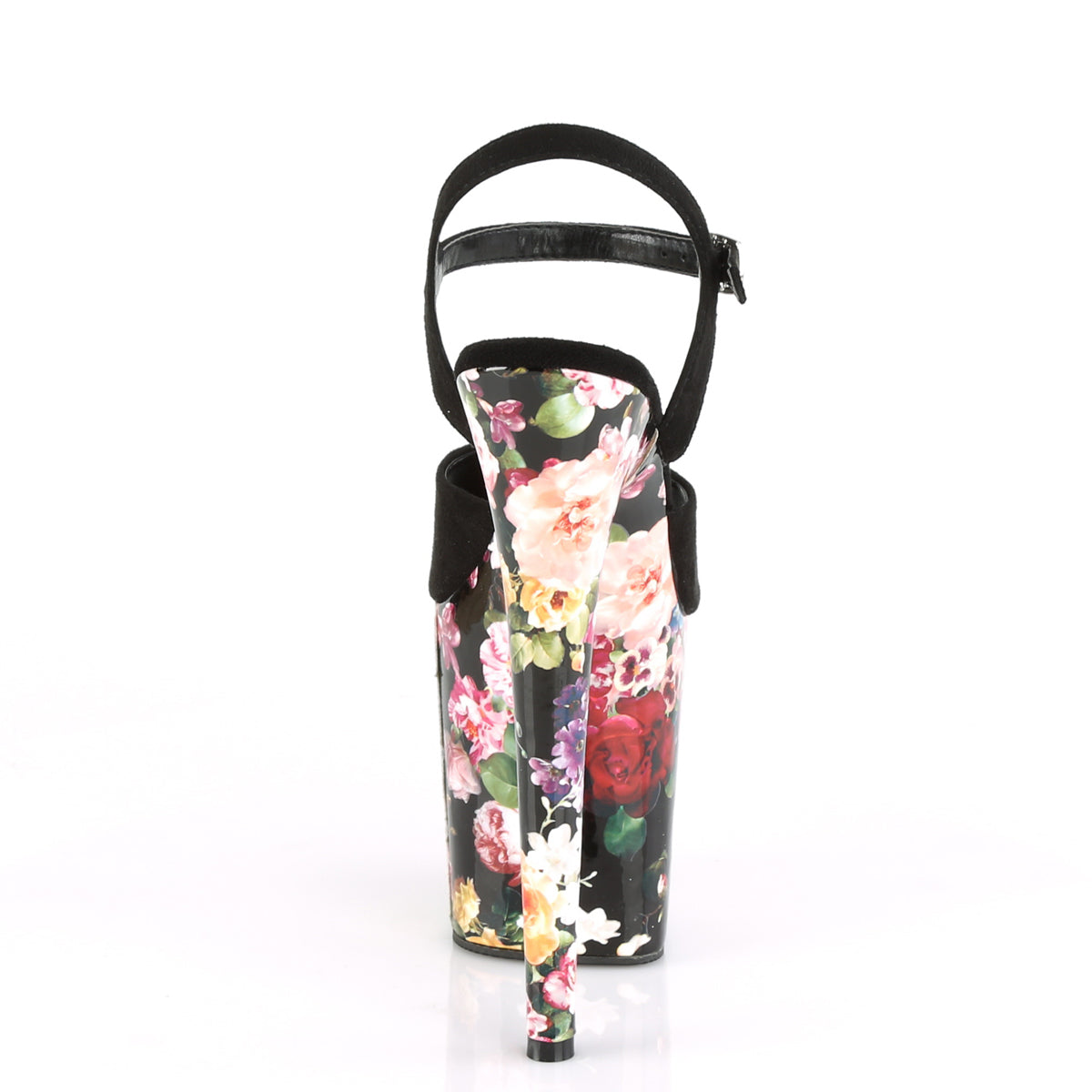 FLAMINGO-809WR 8" Heel, 4" PF Ankle Strap Sandal w/ Flower Print