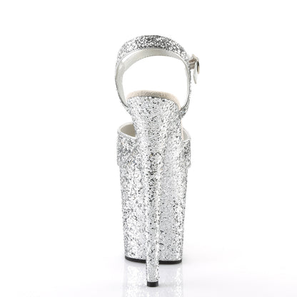 FLAMINGO-810LG **8" Heel, 4" PF Glitter Ankle Strap Sandal