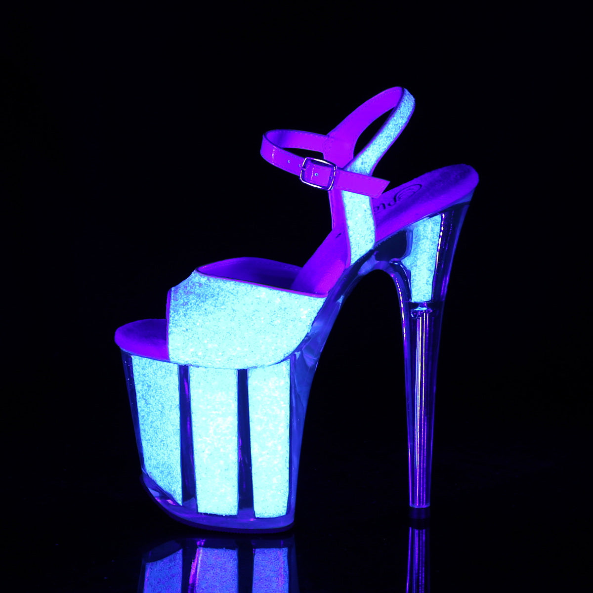 FLAMINGO-810UVG 8" Heel, 4" PF Ankle Strap Sandal w/Glitter Inserts