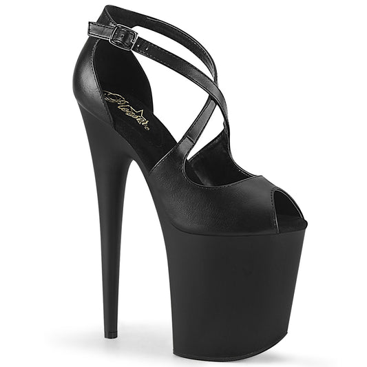 FLAMINGO-821 *8" Heel, 4" PF Peep Toe Criss Cross Sandal