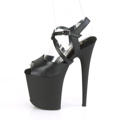 FLAMINGO-824 8" Heel, 4" PF Peep Toe Criss Cross Ankle Strap Sandal