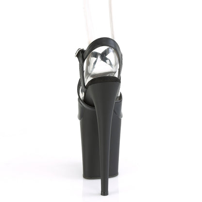 FLAMINGO-824 8" Heel, 4" PF Peep Toe Criss Cross Ankle Strap Sandal