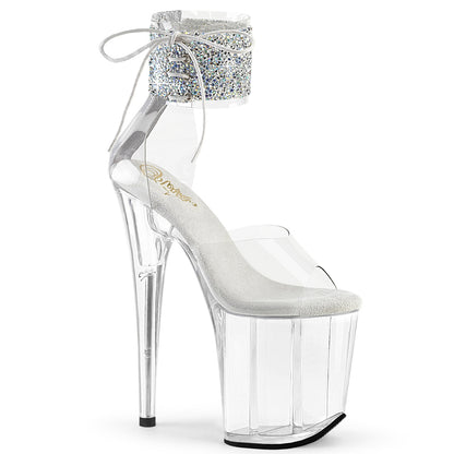 FLAMINGO-824RS-02 *8" Heel, 4" PF Ankle Cuff Sandal w/RS, Back Zip