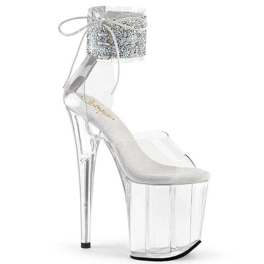 FLAMINGO-824RS-02 *8" Heel, 4" PF Ankle Cuff Sandal w/RS, Back Zip