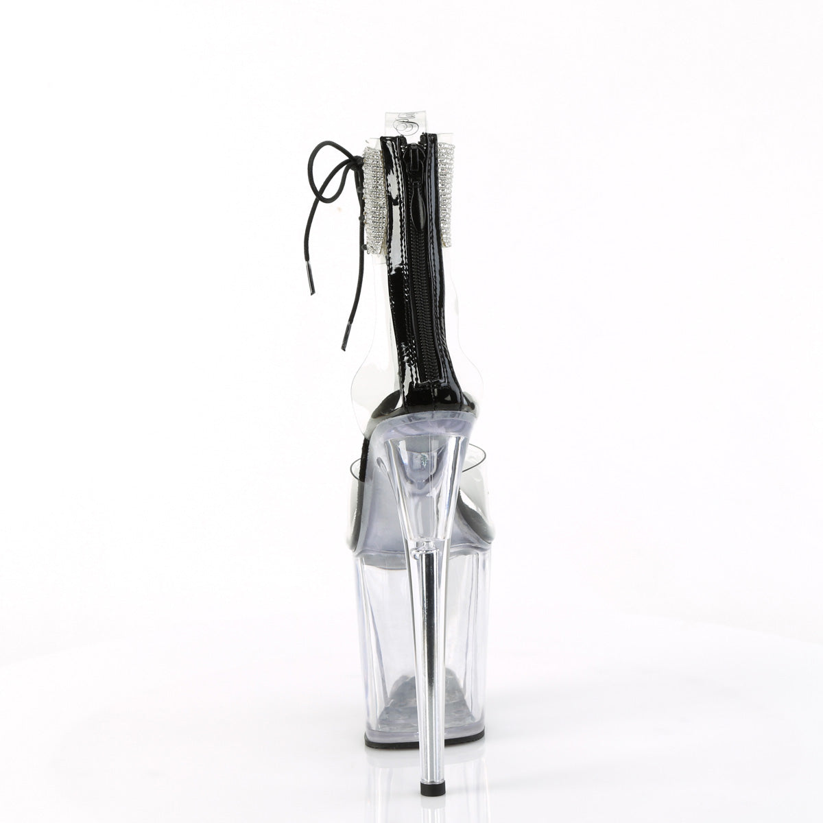 FLAMINGO-824RS *8" Heel, 4" PF Rhinestoned Ankle Cuff Sandal, Back Zip