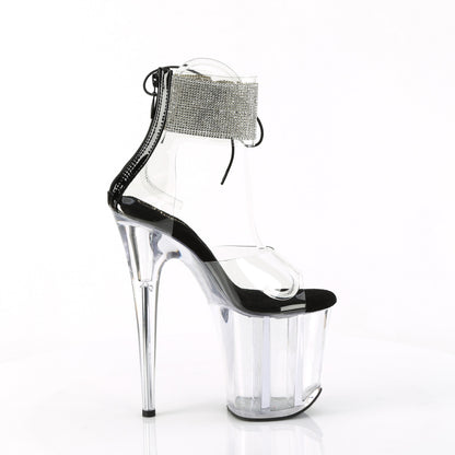 FLAMINGO-824RS *8" Heel, 4" PF Rhinestoned Ankle Cuff Sandal, Back Zip