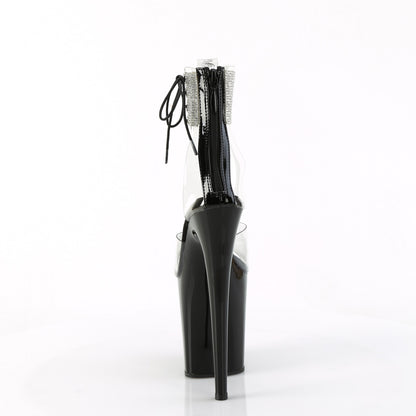 FLAMINGO-824RS *8" Heel, 4" PF Rhinestoned Ankle Cuff Sandal, Back Zip