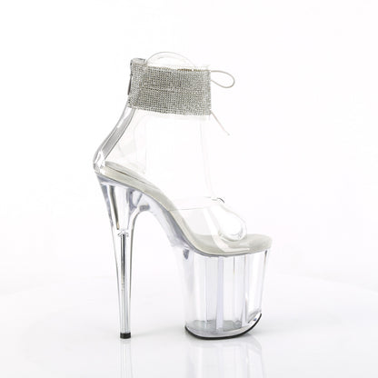 FLAMINGO-824RS *8" Heel, 4" PF Rhinestoned Ankle Cuff Sandal, Back Zip