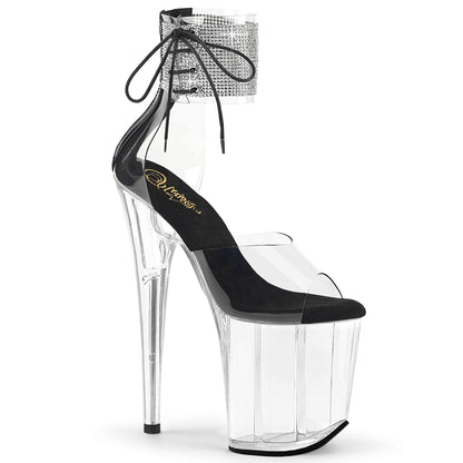 FLAMINGO-824RS *8" Heel, 4" PF Rhinestoned Ankle Cuff Sandal, Back Zip