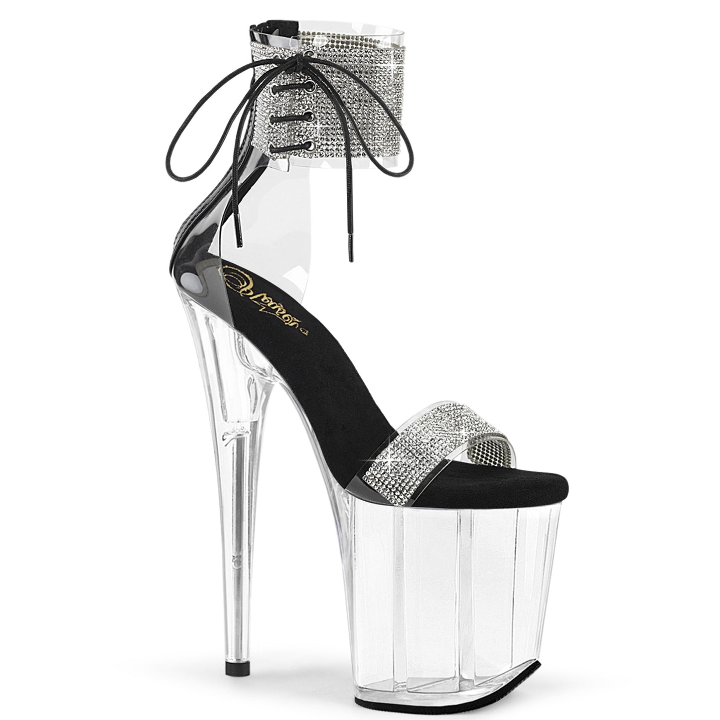 FLAMINGO-827RS *8" Heel, 4" PF Ankle Cuff Sandal w/RS, Back Zip