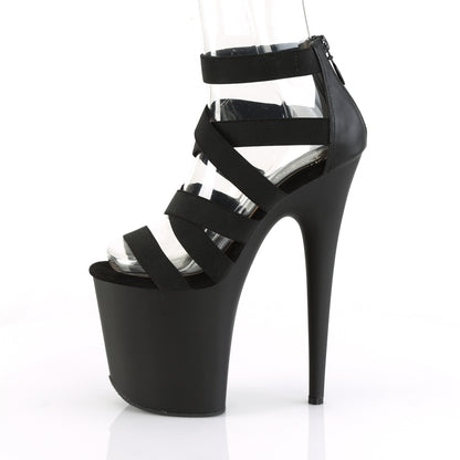 FLAMINGO-859 *8" Heel, 4" PF Ankle Strap Criss Cross Sandal, Back Zip