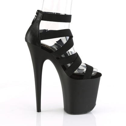 FLAMINGO-859 *8" Heel, 4" PF Ankle Strap Criss Cross Sandal, Back Zip