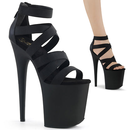 FLAMINGO-859 *8" Heel, 4" PF Ankle Strap Criss Cross Sandal, Back Zip
