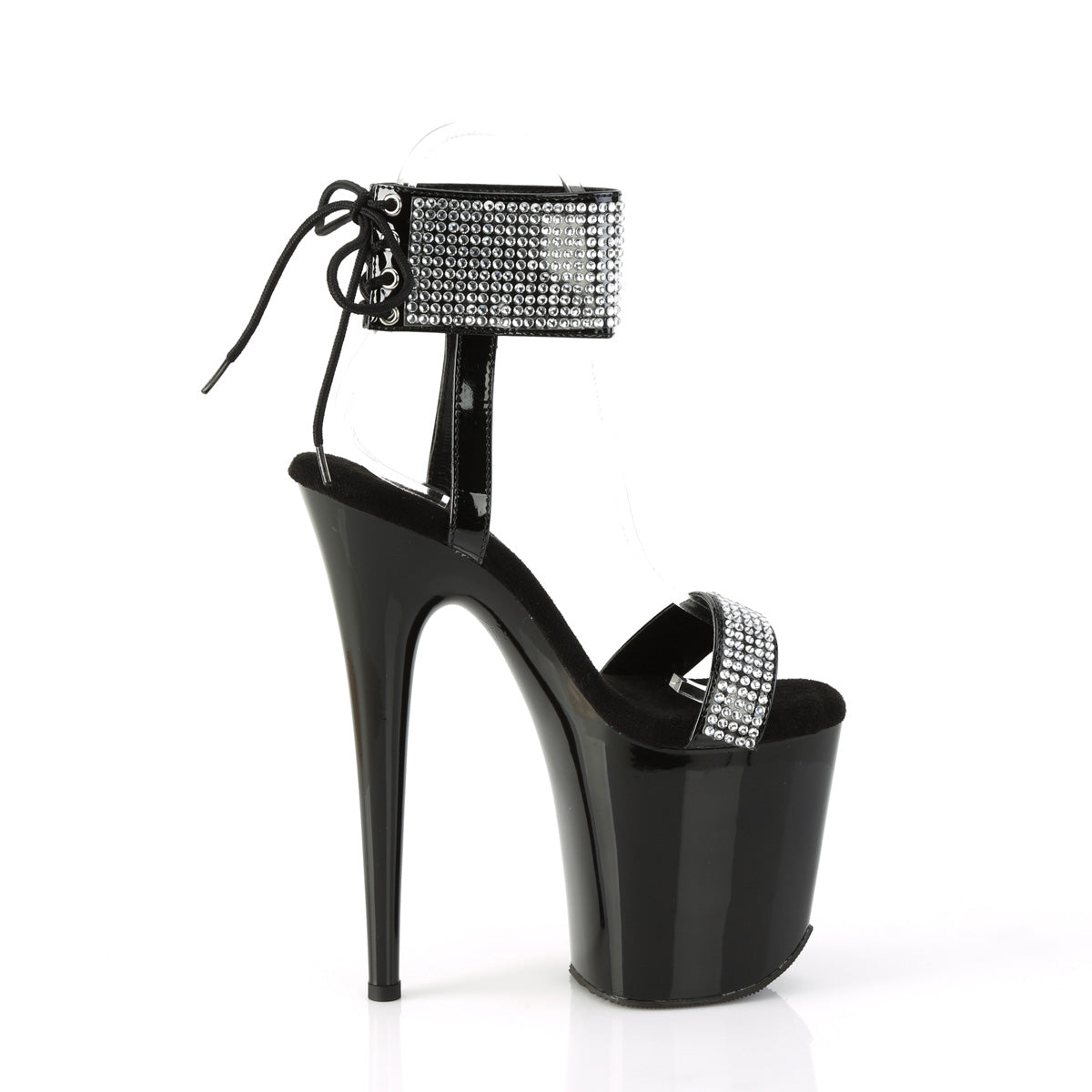 FLAMINGO-870 *8" Heel, 4" PF Back Tie Ankle Cuff Sandal w/RS