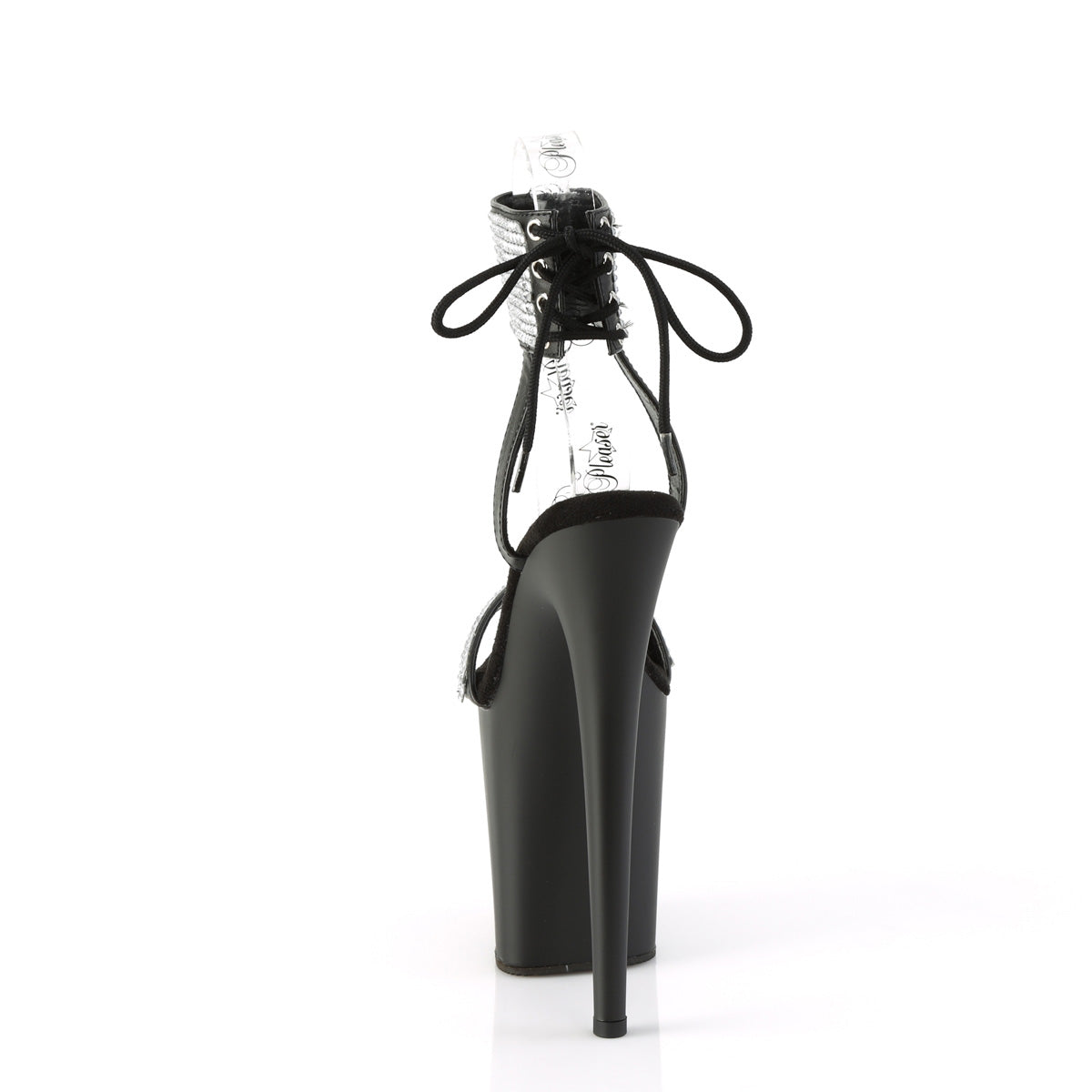 FLAMINGO-870 *8" Heel, 4" PF Back Tie Ankle Cuff Sandal w/RS