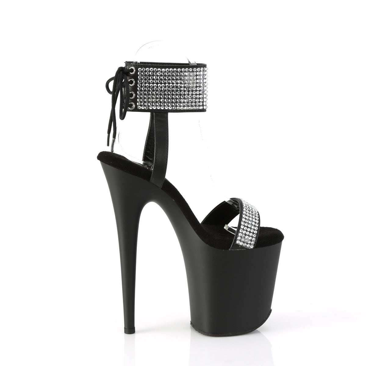 FLAMINGO-870 *8" Heel, 4" PF Back Tie Ankle Cuff Sandal w/RS