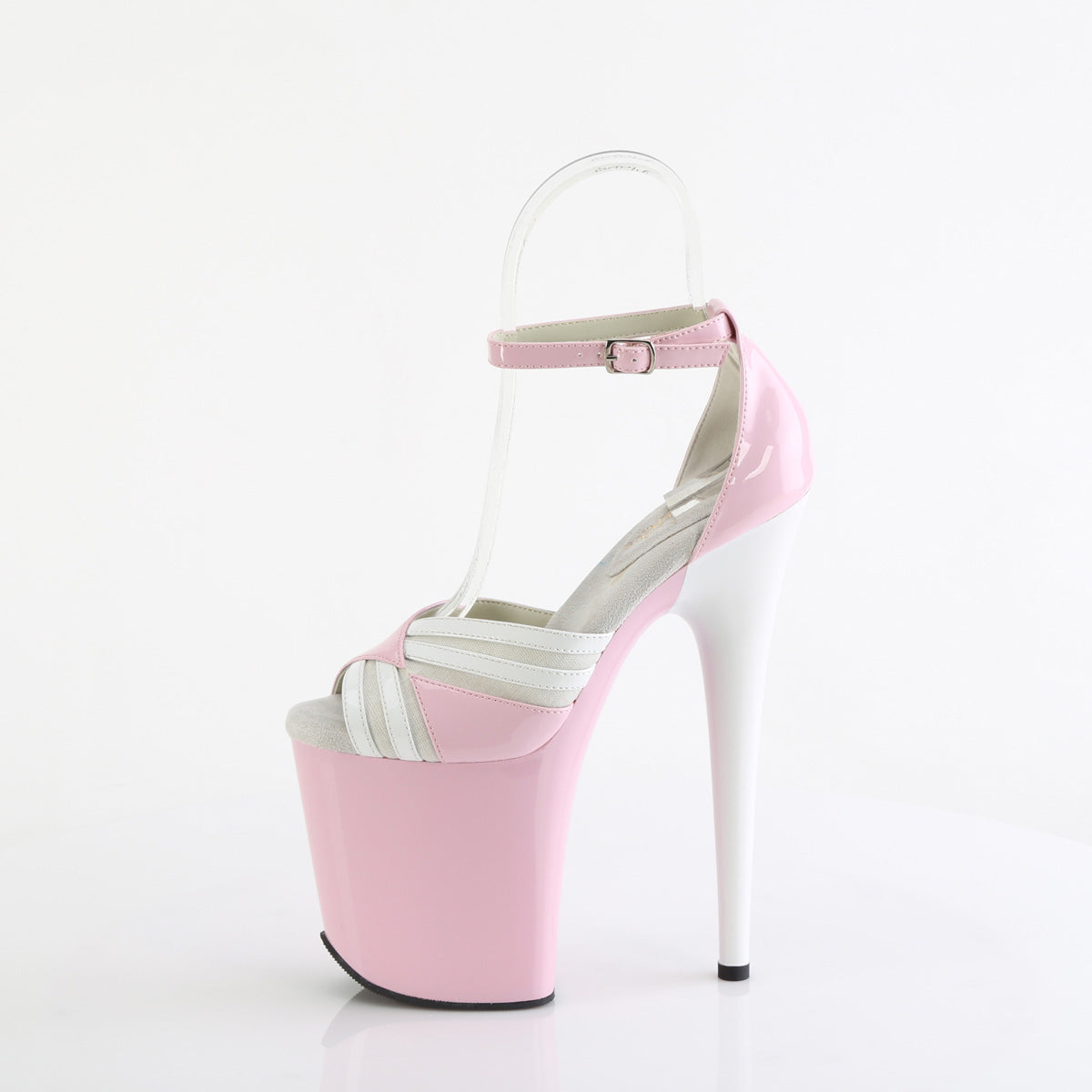 FLAMINGO-884 *8" Heel, 4" PF Two Tone Close Back Ankle Strap Sandal
