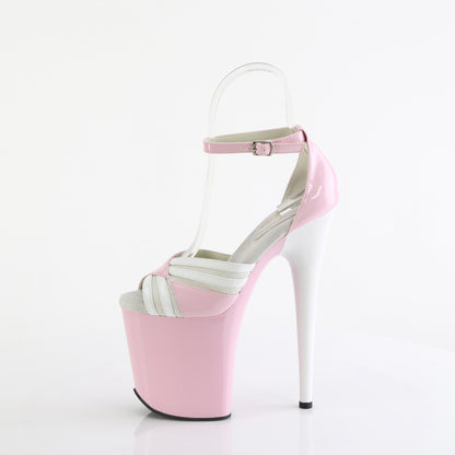 FLAMINGO-884 *8" Heel, 4" PF Two Tone Close Back Ankle Strap Sandal