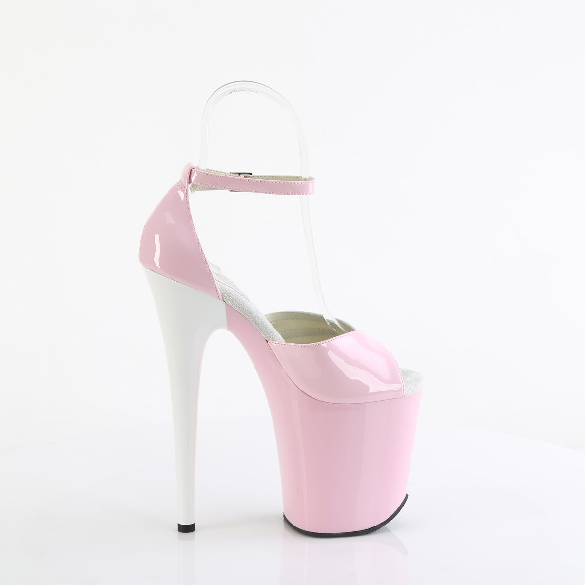 FLAMINGO-884 *8" Heel, 4" PF Two Tone Close Back Ankle Strap Sandal