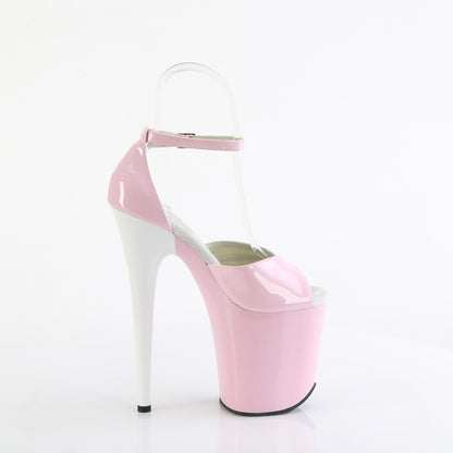 FLAMINGO-884 *8" Heel, 4" PF Two Tone Close Back Ankle Strap Sandal
