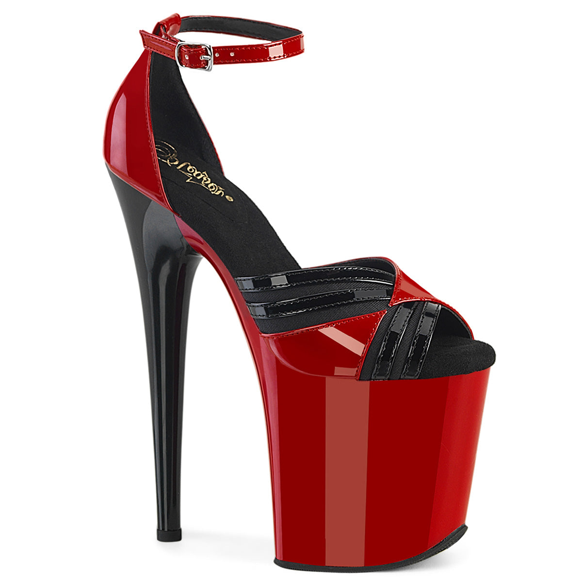 FLAMINGO-884 *8" Heel, 4" PF Two Tone Close Back Ankle Strap Sandal