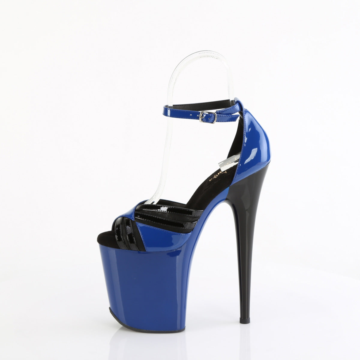 FLAMINGO-884 *8" Heel, 4" PF Two Tone Close Back Ankle Strap Sandal