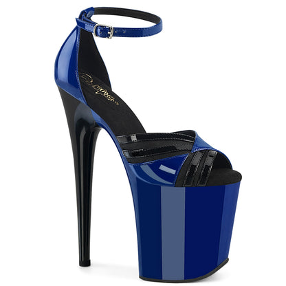 FLAMINGO-884 *8" Heel, 4" PF Two Tone Close Back Ankle Strap Sandal