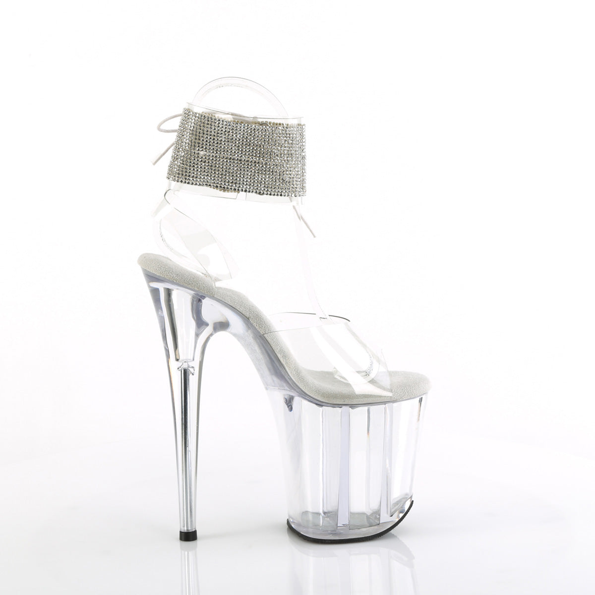 FLAMINGO-891-2RS *8" Heel, 4" PF Rhinestoned Ankle Cuff Sandal