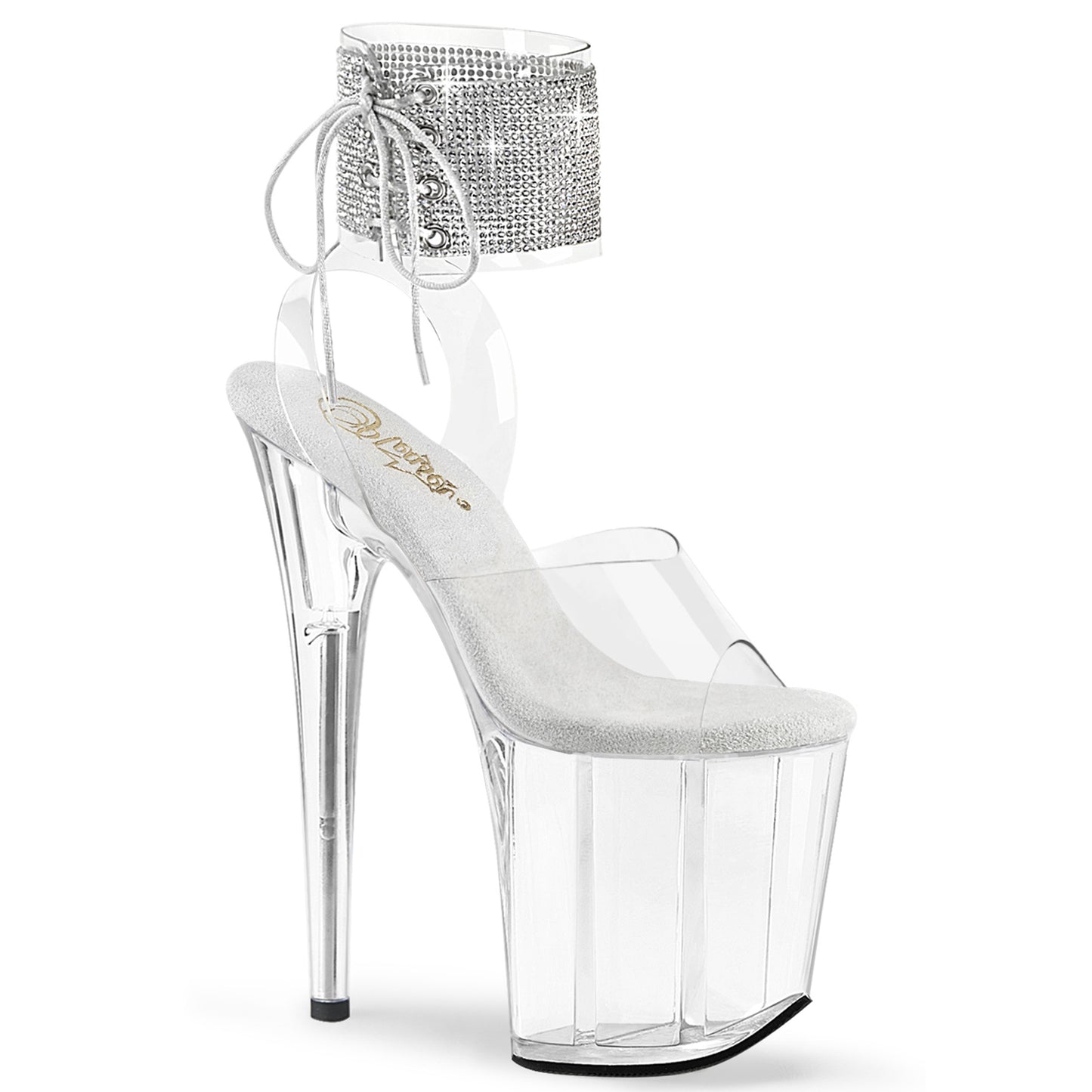 FLAMINGO-891-2RS *8" Heel, 4" PF Rhinestoned Ankle Cuff Sandal