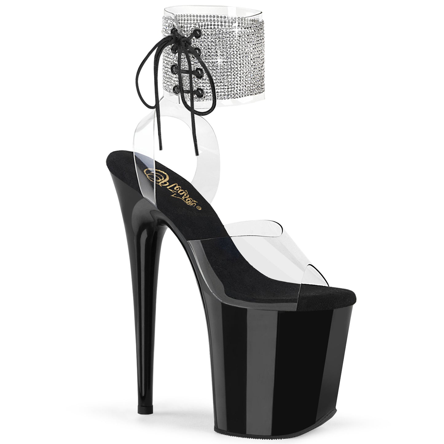 FLAMINGO-891-2RS *8" Heel, 4" PF Rhinestoned Ankle Cuff Sandal