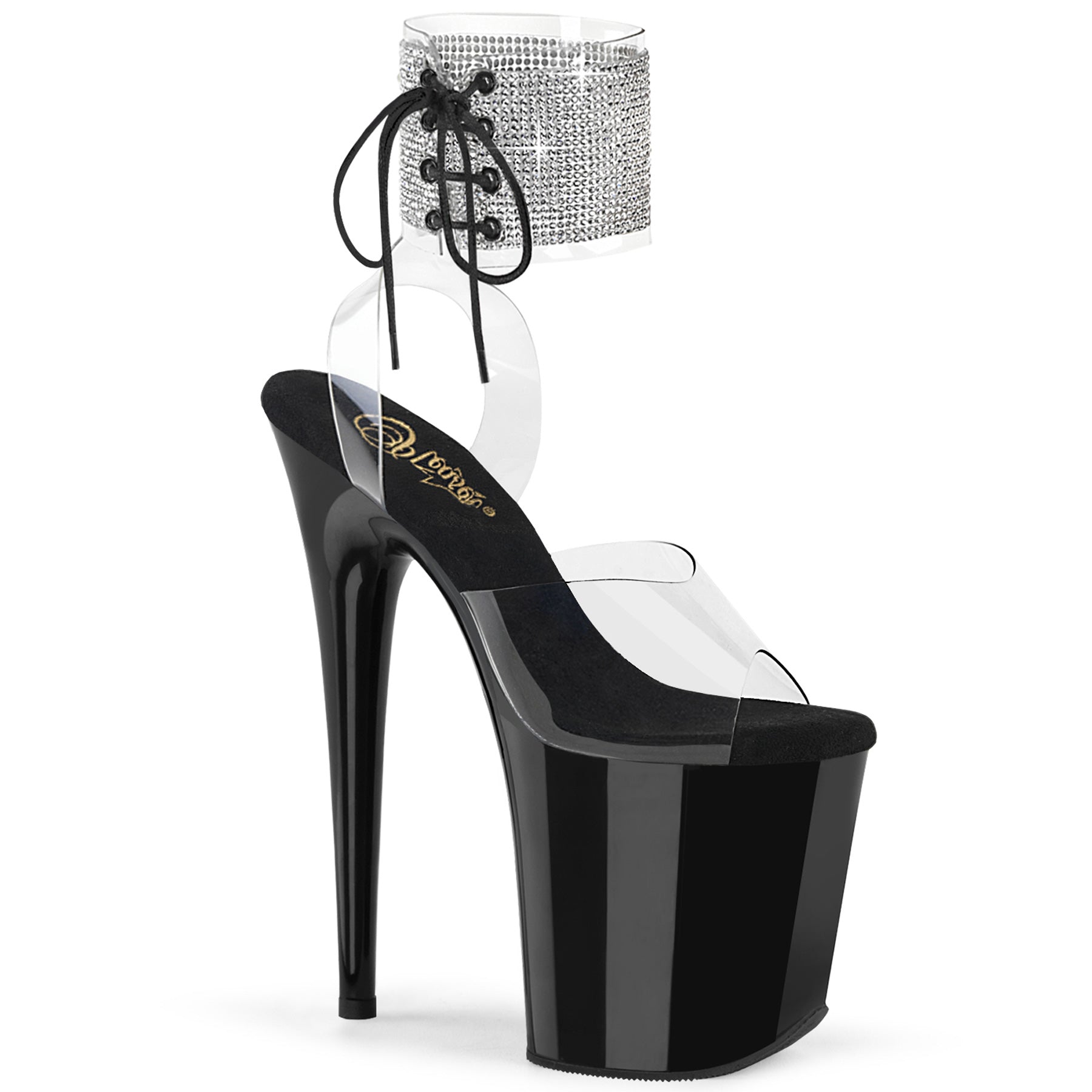 FLAMINGO-891-2RS *8" Heel, 4" PF Rhinestoned Ankle Cuff Sandal