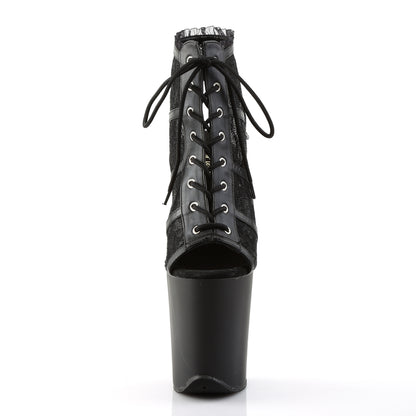 FLAMINGO-896LC 8" Heel, 4" PF Open Toe/Heel Lace-Up Ankle Boot, Side Zip